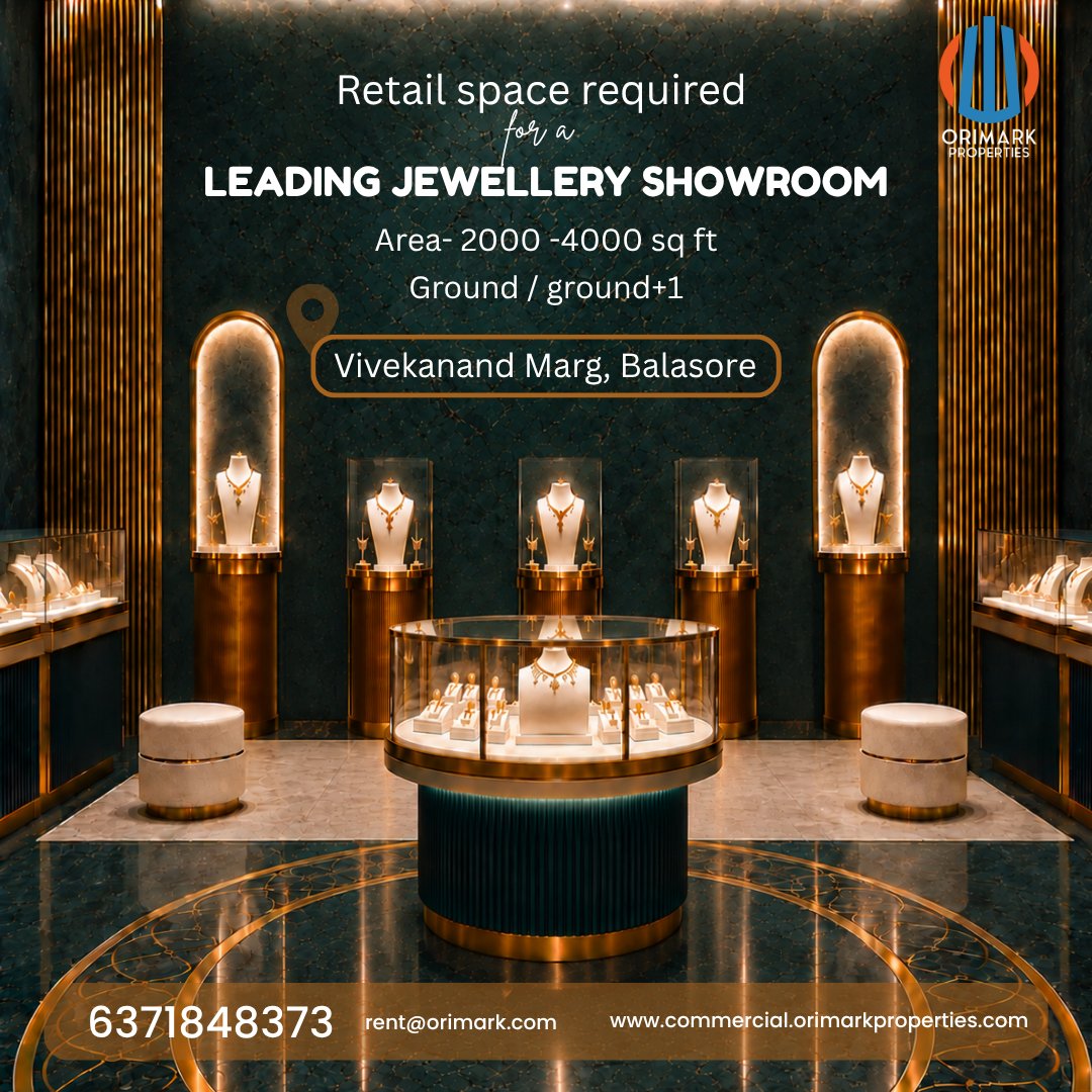 orimarkproperty's tweet photo. Looking for 2,000โ4,000 sq. ft. retail space at Vivekanand Marg, Balasore for a leading jewellery showroom. Connect with Orimark Properties.
๐ 6371848373
๐ https://t.co/CKhtGZa6Pw
#OrimarkProperties #RetailSpace #CommercialSpace #RetailSpaceRequirement #JewelleryShowroom https://t.co/6qJambxop9