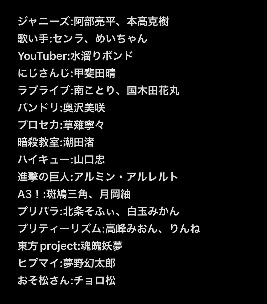 s_s_s_cake's tweet photo. 〇〇界隈いたんですか⁉️推し誰ですか⁉️って何件かきてたからまとめてお伝え https://t.co/6pA7iIGqai