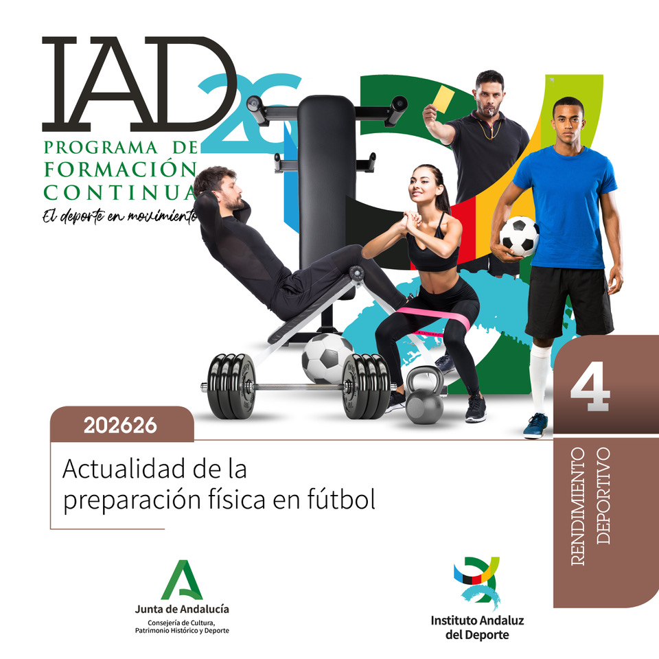 iadeporte's tweet photo. ⚽ Ya puedes inscribirte en el curso online "Actualidad de la preparación física en fútbol", una formación para conocer las últimas tendencias y enfoques en la preparación física aplicada al fútbol.

📅 20, 26 y 27 de noviembre de 2026.
💻 Modalidad online.
💸 Formación gratuita.
🗓️ Inscripciones abiertas hasta el 9 de noviembre de 2026.

👉 Inscríbete aquí: https://t.co/oTcy2ty2w8

#IAD #FormaciónDeportiva #Fútbol #PreparaciónFísica #Entrenamiento #DeporteAndaluz #FormaciónContinua