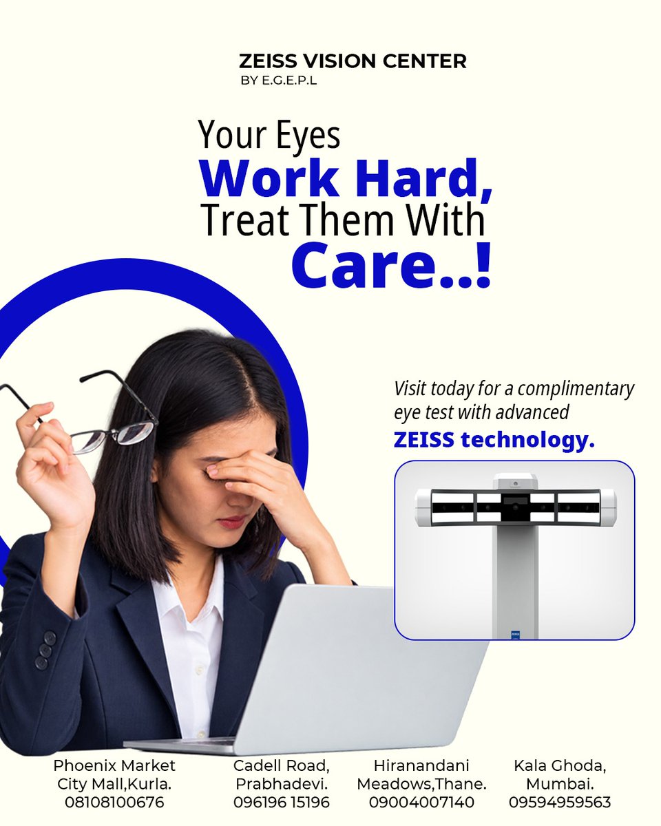 ZEISSVCbyEGPL's tweet photo. Your eyes are part of almost everything you do. When they feel tired or strained, it may be time to pay closer attention.

Get a complimentary eye test with ZEISS technology at ZEISS VISION CENTER by EGEPL.

Book your eye test today.

#ZEISS #ZEISSVisionCenter #EyeCare https://t.co/MPWlMkur1r
