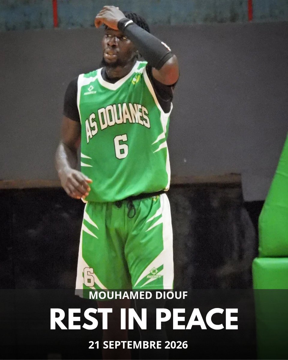 asdouanesbasket's tweet photo. 🕊️ AVIS DE DÉCÈS

C’est avec une profonde douleur que l’AS Douanes Basket a appris le décès de son ancien joueur Mouhamed Diouf, alias « MD », survenu ce lundi 21 septembre 2026.

Meneur de jeu, Mouhamed Diouf avait porté les couleurs des Gabelous lors de la saison 2024-2025,[..] https://t.co/ChX7kDakP5