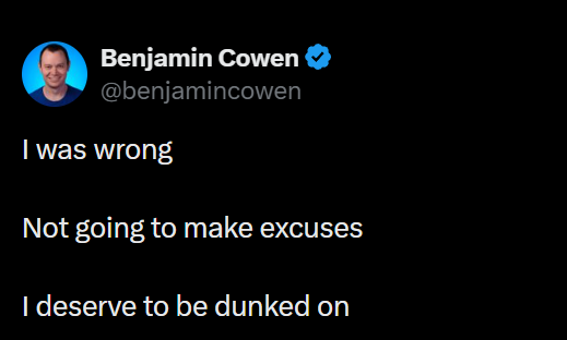 yourfriendSOMMI's tweet photo. ❤️💛💚💙

Ben Copen has capitulated already.

I hope it doesn't mean we top out here. https://t.co/gacaGvyd0p