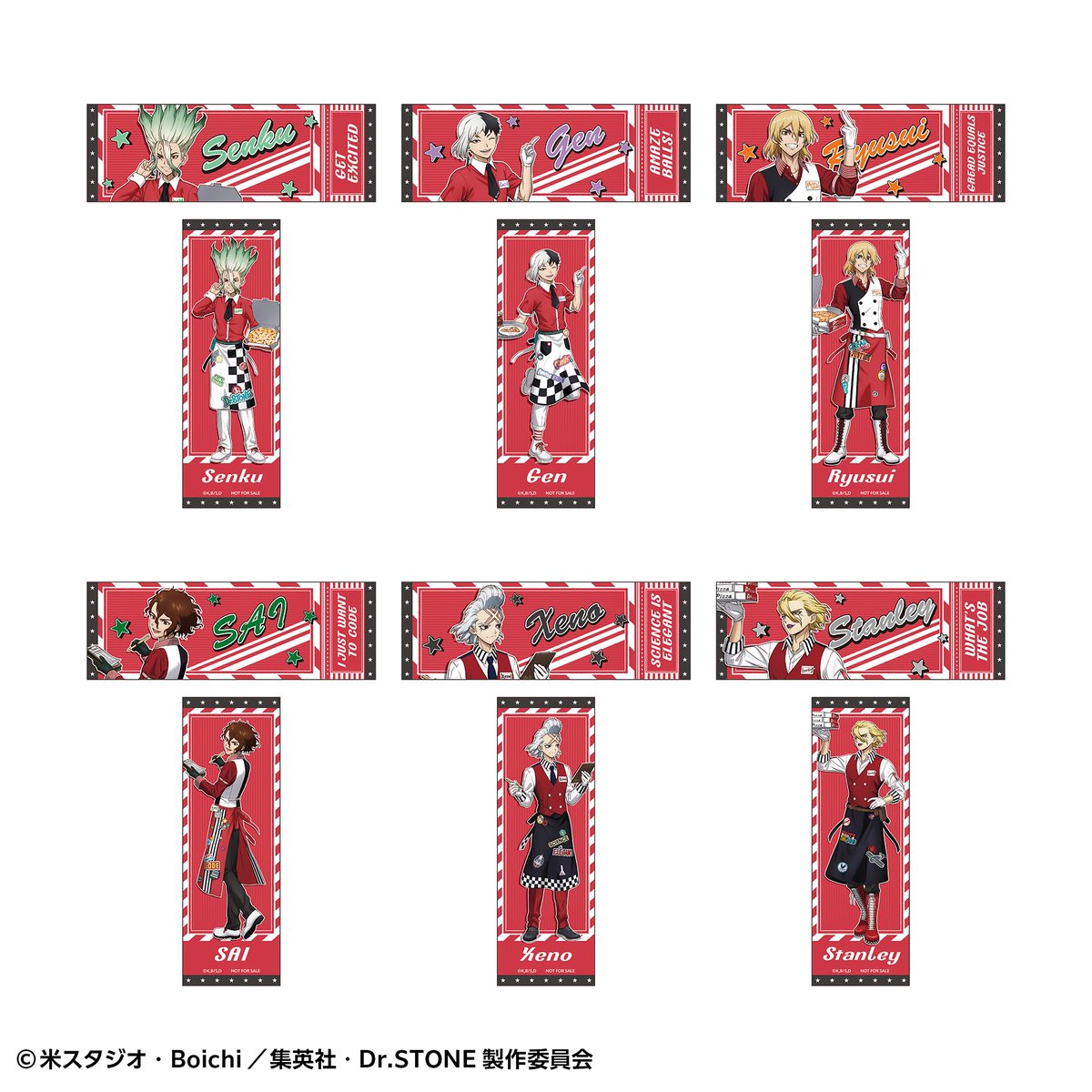 DeNA_goods_info's tweet photo. 🎟️✨ポップ&amp;アメリカンなグッズが集結✨🎟️

【 #ピザーラ× TVアニメ「Dr.STONE 】

コラボならではのオリジナルデザインに注目！✨

・アクリルスタンド
・フレークシールセット
・チケット風カード

推しキャラをゲットして、科学の世界を楽しもう🧪

#スキプラ https://t.co/qEc8vI2li5
