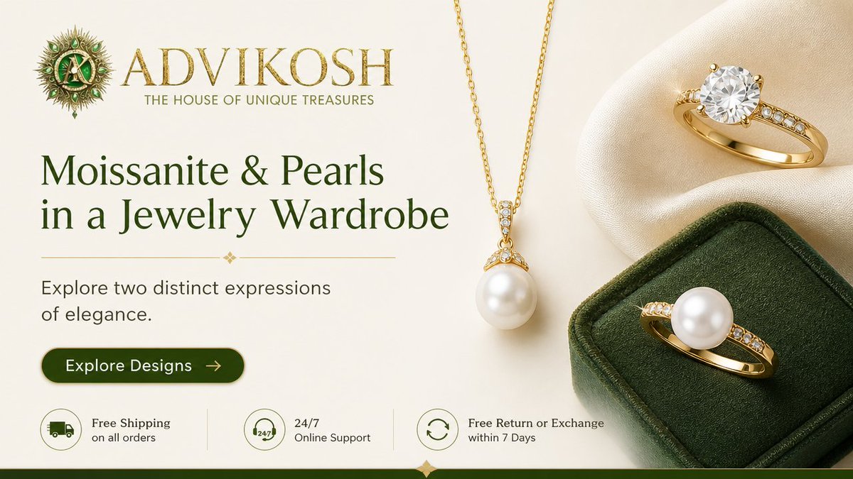 Advikosh's tweet photo. Moissanite and pearls offer different paths to distinctive jewelry.
Key points:
• Moissanite brings bright sparkle.
• Pearls add softness and texture.
Why it matters: Your jewelry wardrobe can reflect your personal style.
Learn how it works in our blog: https://t.co/ACILV6WVHD https://t.co/zglVnGvhAc