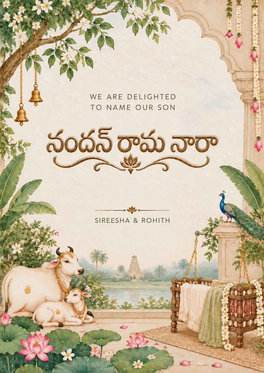 IamRohithNara's tweet photo. With hearts full of love, gratitude, and joy,
we are delighted to introduce our son to the world as

NANDHAN RAMA NARA 🤍

Nandhan: One who brings boundless joy and happiness.

Rama: A cherished name carried forward with love, in honour of his grandfather.

Welcome to the world, our little Nandhan.
You are our greatest blessing.❤️🧿