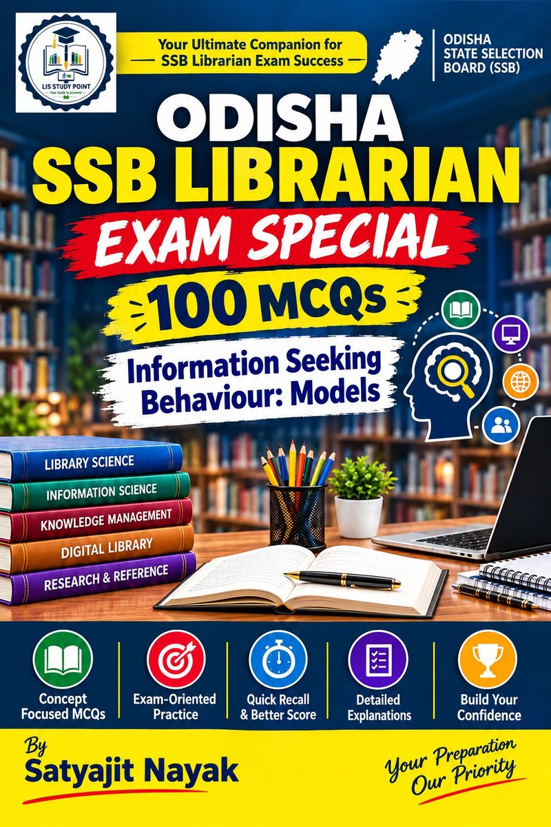 LIS_StudyPoint's tweet photo. SSB Odisha Librarian Exam Special!
🎯 100 MCQs – Information Seeking Behaviour: Models
👉 Practice Now:
https://t.co/M3PGIC5x9Q
📖 Book for Preparation:
https://t.co/qmPnsbyRrU
#SSBLibrarian #SSBOdisha #LibrarianExam #LISStudyPoint https://t.co/Pn1Qqtfifk