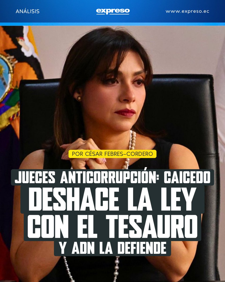 Expresoec's tweet photo. #ANÁLISIS | La ley no faculta al Consejo de la Judicatura para crear un juzgado anticorrupción ni jueces especializados para estos casos. Sin embargo, Mercedes Caicedo y otros vocales tomaron una decisión que ha generado cuestionamientos en el gremio de abogados.

Lee la nota de César Febres-Cordero: https://t.co/RHmyCLGbqv