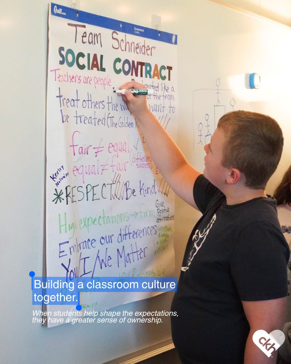 iheartckh's tweet photo. When students have a voice in shaping their classroom, they’re more invested in the culture they create.

Give them a seat at the table and build your classroom culture together.

#CapturingKidsHearts #CKH #ClassroomCulture #CKHSocialContract https://t.co/iyKtOnM882