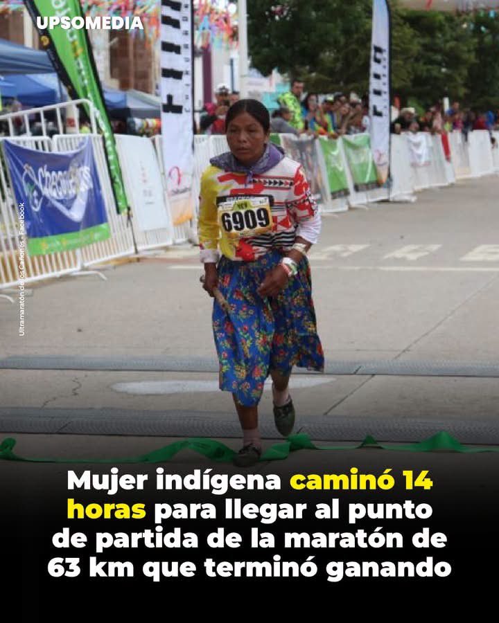 VigiaCiudadano7's tweet photo. En una zona remota de México, Candelaria Rivas Ramos, mujer indígena rarámuri de 30 años y parte de la tradición de su comunidad, caminó 14 horas por terrenos difíciles para llegar al inicio del Ultramaratón de los Cañones 2025. Sin experiencia previa, completó los 63 kilómetros bajo calor y altitud en siete horas y 34 minutos, ganando la carrera únicamente con huaraches y polera, sin asistencia externa ni equipo especializado.