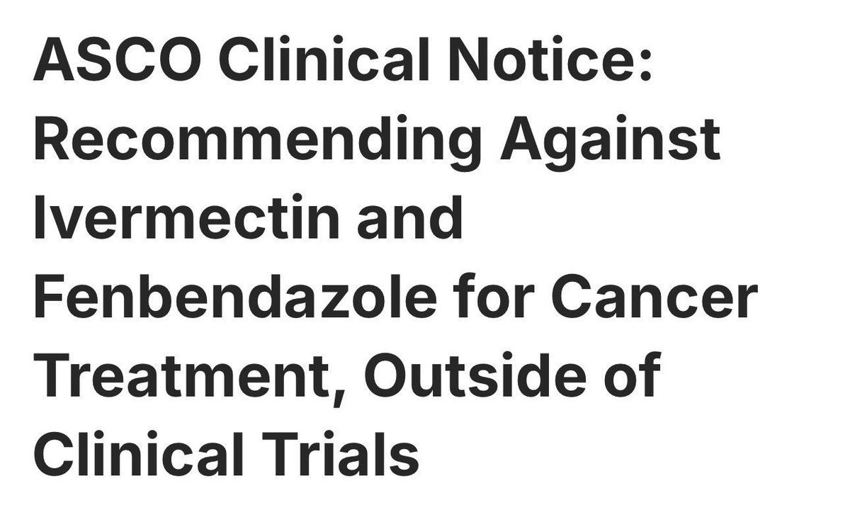 Docfrancis12's tweet photo. Everyone I know with cancer is taking ivermectin and fenbendazole, and the vast majority are not telling their oncologist. 

None of these people are going to listen to American Society of Clinical Oncology.#ivermectin #cancer #healthcare https://t.co/KjS0CGunKg
