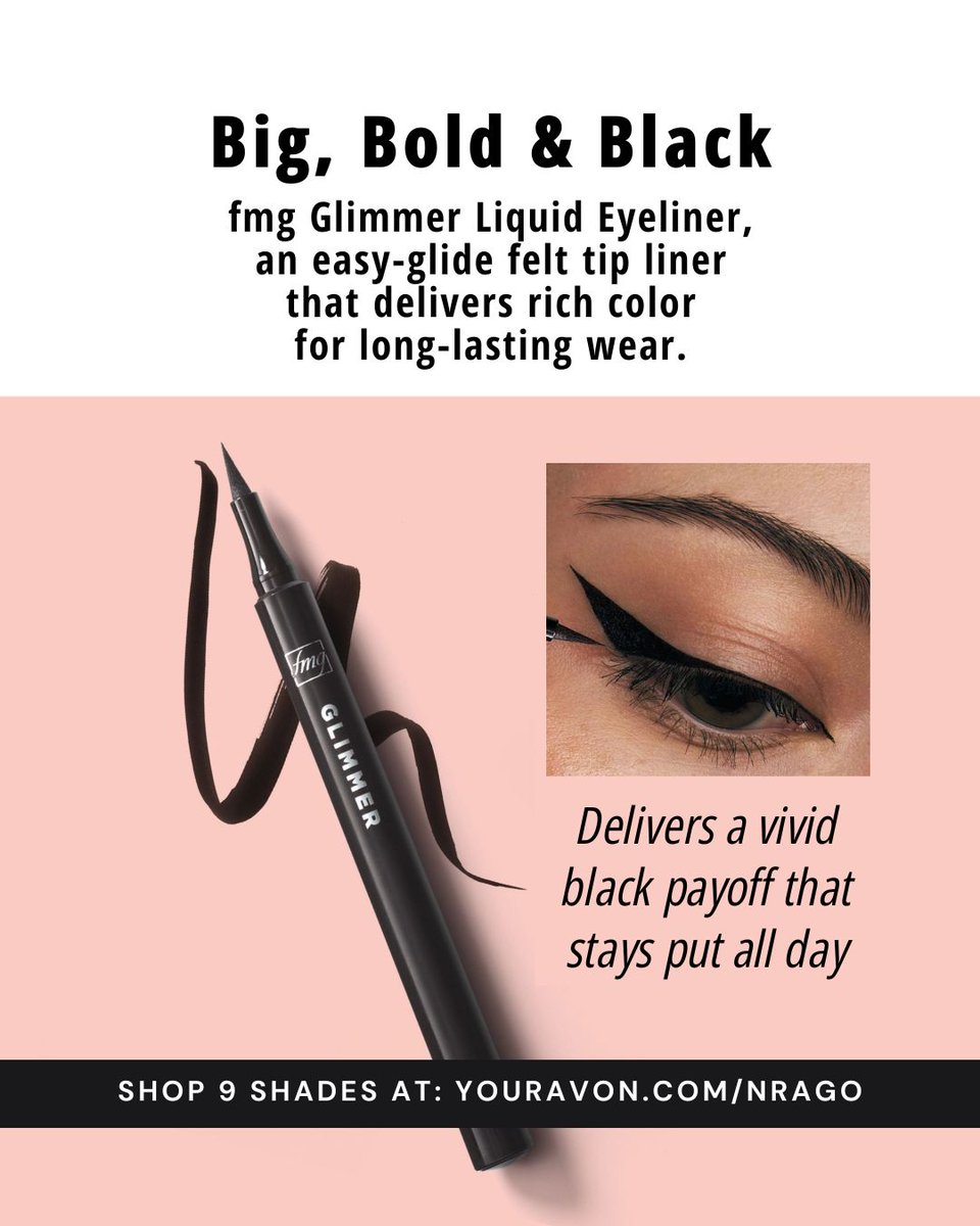 AvonLadyNJ's tweet photo. Bold eyes, no effort. β¨ Our Glimmer Liquid Eyeliner glides on smudge-, sweat- and waterproof β intense color that lasts all day. Clean ingredients, cruelty-free.
Simplify your routine ποΈ https://t.co/ZqKogVOnF8
#CleanBeauty #MultitaskingMakeup #LiquidEyeliner https://t.co/xXz0tGEwsL