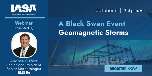 IASAINC's tweet photo. What happens when a geomagnetic storm becomes powerful enough to disrupt the infrastructure modern society relies on?

On October 6, we'll explore how solar storms develop, what past events can teach us, and what an extreme event could mean for insurers. https://t.co/Tn2UQb1syB https://t.co/sZvfbI5a7d