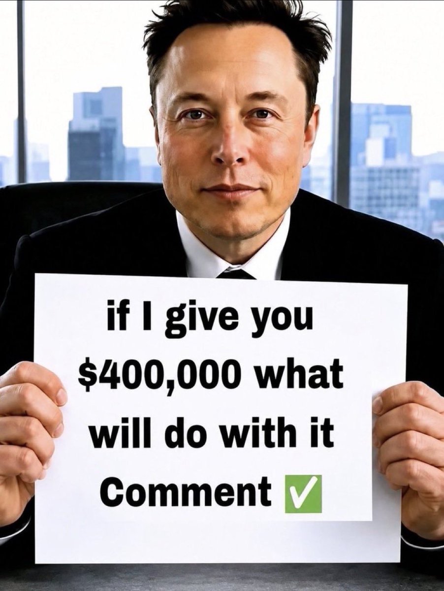 Stevenjonecf's tweet photo. Elon Musk just gave you $400,000. What's your first move? 🤔

A. Buy a dream house 🏠
B. Invest it all 📈
C. Travel the world 🌍
D. Start a business 🚀 https://t.co/QhA8uJMuiV