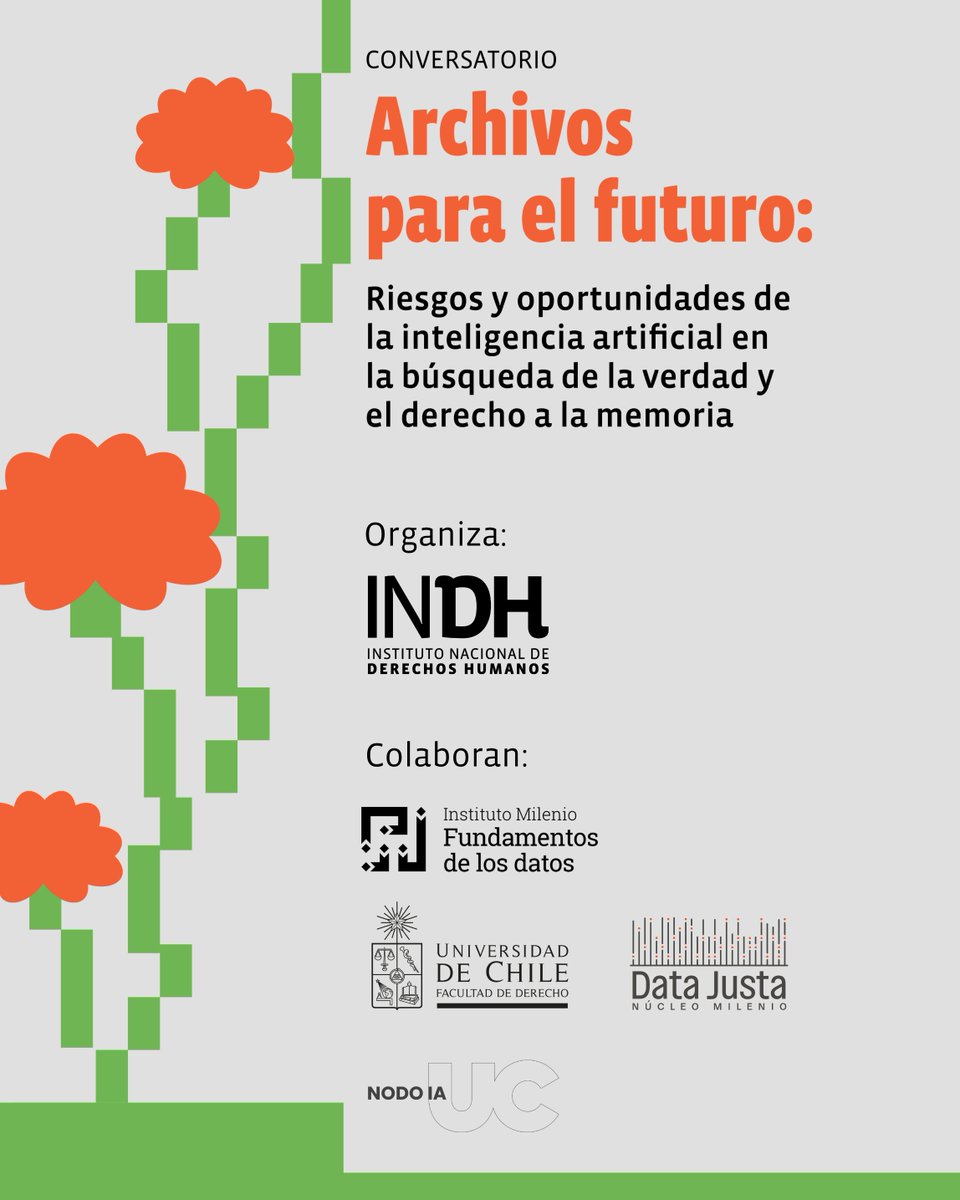 inddhh's tweet photo. 📌 ¡Este jueves 24 de septiembre! Conversatorio “Archivos para el futuro: Riesgos y oportunidades de la inteligencia artificial en la búsqueda de la verdad y el derecho a la memoria”

Un espacio de diálogo y reflexión sobre los desafíos éticos que plantea el uso de la IA en la gestión de archivos de derechos humanos.

🗓️ jueves 24 de septiembre
⏰9:00 a 11:30 horas
📍 Centro de Extensión, Pontificia Universidad Católica. Sala 101, Pinacoteca (Libertador Bernardo O'Higgins 390)
🔗 Inscripciones en https://t.co/mocwTrgIHH