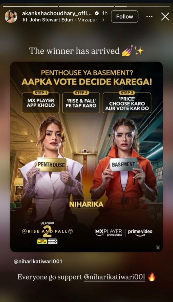24X7BiggBoss's tweet photo. akanksha choudhary supporting niharika tiwari πβ€οΈ<33
my favss.
#akankshachoudhary #niharikatiwari #riseandfallS2 https://t.co/2GWSAZlnXL