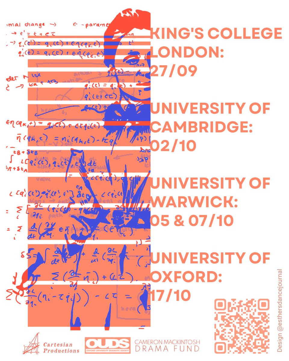 OxfordPhysics's tweet photo. Catch Noether, the acclaimed Oxford play celebrating physics pioneer Emmy Noether—Einstein’s "most significant mathematical genius."
Written by physics student Esme Somerside Gregory, it's now touring Warwick, Cambridge, London &amp; Oxford!
🎟️ Info &amp; tickets: @cartesianproductions https://t.co/jm3bS1gTCn