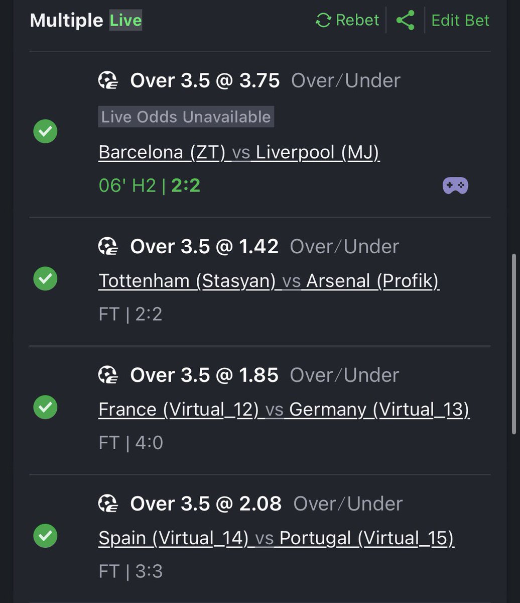 billionaire_eze's tweet photo. 4 in ✅✅✅ 6 more to boom 

If this game boom guess we’ll switch to e -football https://t.co/Bu99uWUMSo