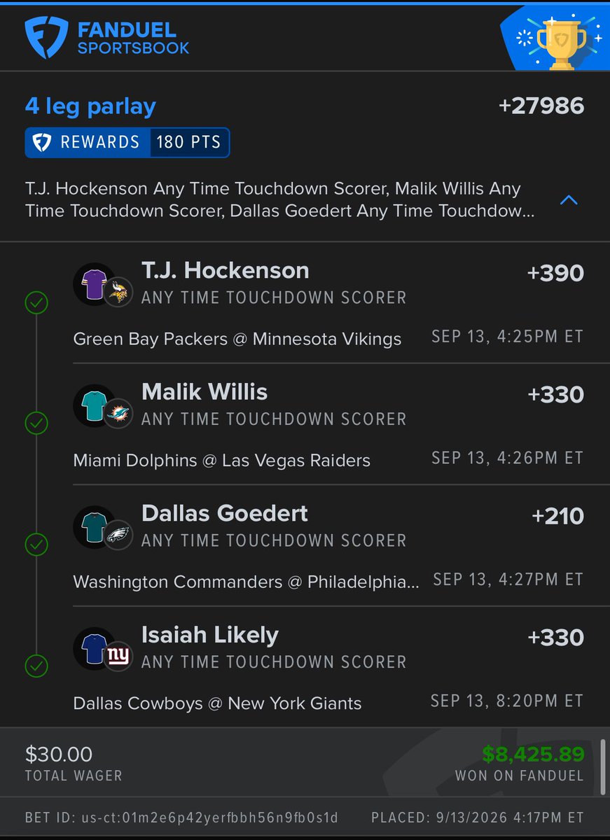 SharpStarvey's tweet photo. @FanDuelSports Thank you 🤫 https://t.co/cwuQBTxPl4