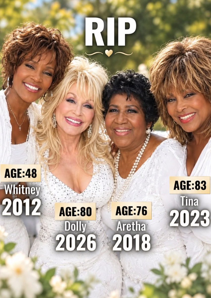 charlesmore25's tweet photo. Tribute to the four most influential female voices in music history, end of an Era 🕊️ https://t.co/Amy4rSTkPL