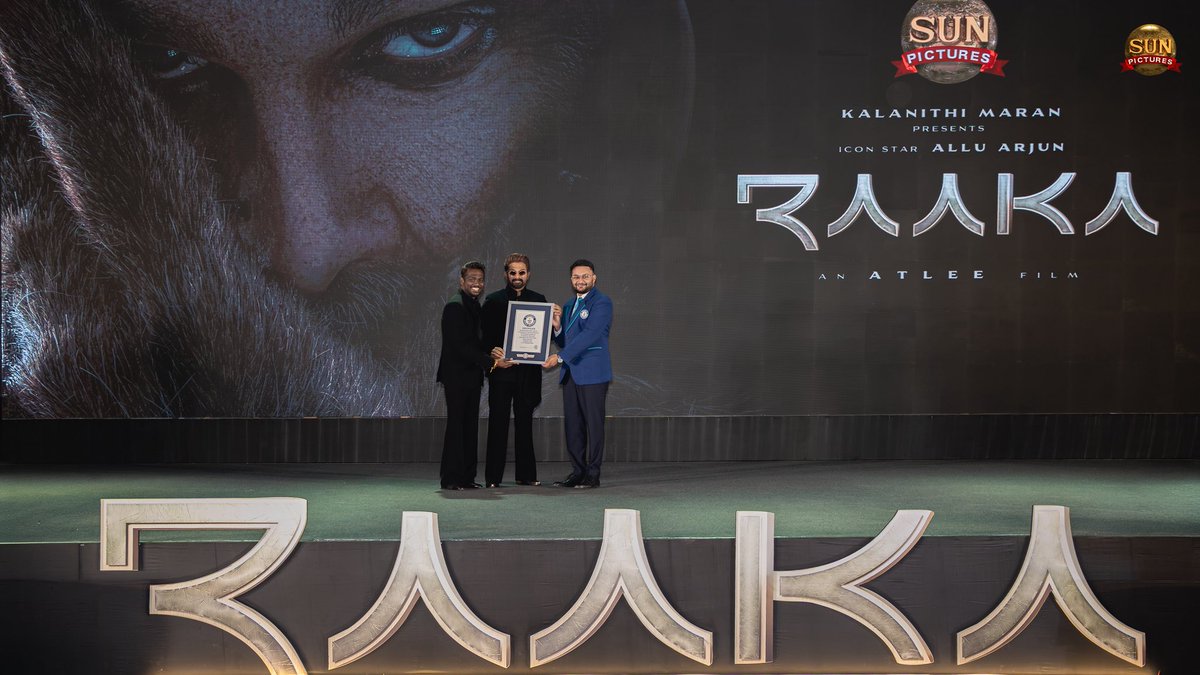 imsarathchandra's tweet photo. HISTORY MADE 🏆 A global triumph that takes Indian cinema to the world stage! 🌎

#Raaka sets a Guinness World Record for the “Most People Motion-Captured in Real-Time”, with 37 performers captured simultaneously!

@alluarjun @Atlee_dir @GWR @sunpictures 

#Raaka #AlluArjun #Atlee #GuinnessWorldRecords 
#RaakaGuinnessWorldRecord
#RaakaWorldRecord