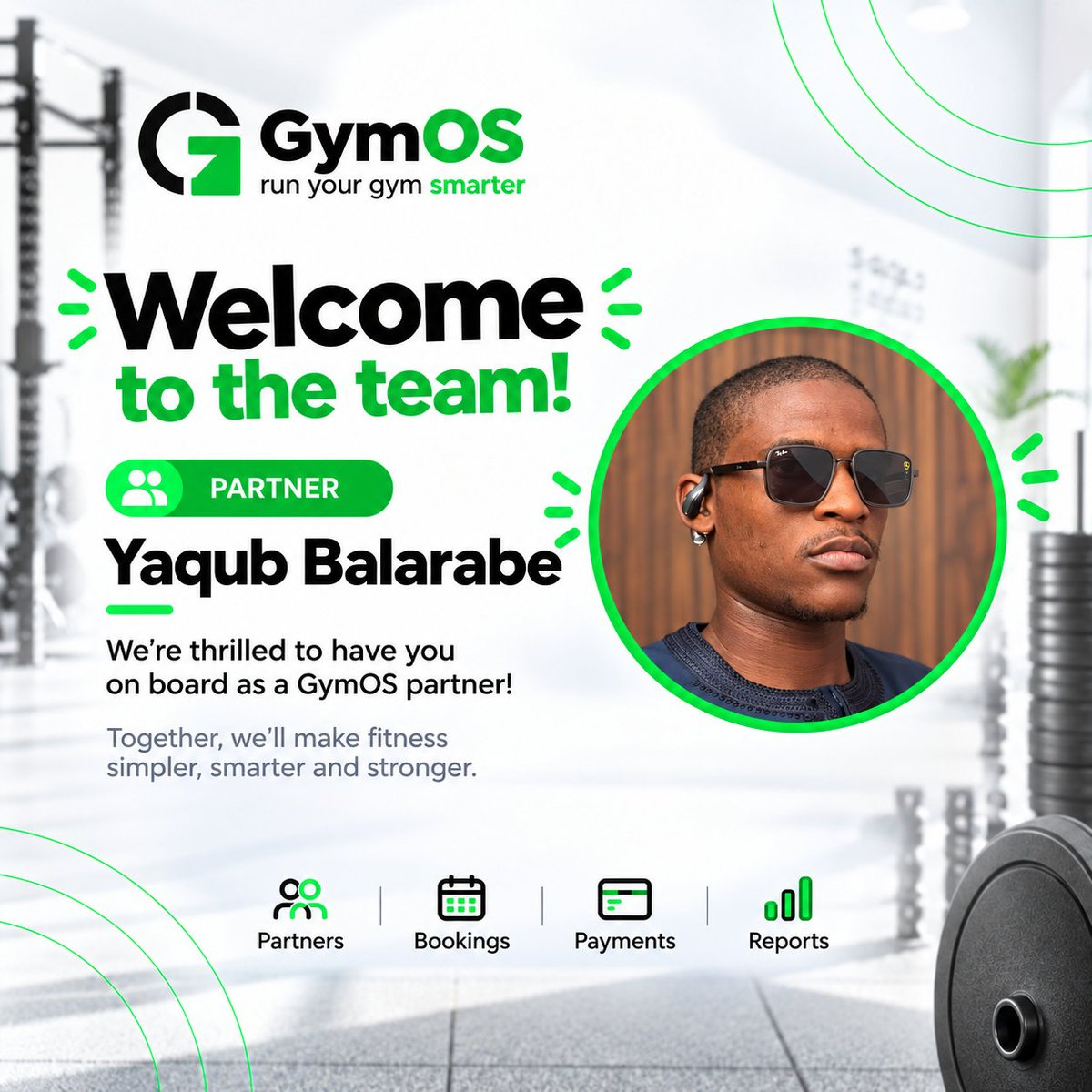 GymOSAfrica's tweet photo. Another one joins the team 💚
Big welcome to @YaqubStrategy  the newest member of the GymOS team

More energy, more reach, more gyms discovering GymOS. Excited to have you with us let’s get to work smarter https://t.co/U4eR7uICxD