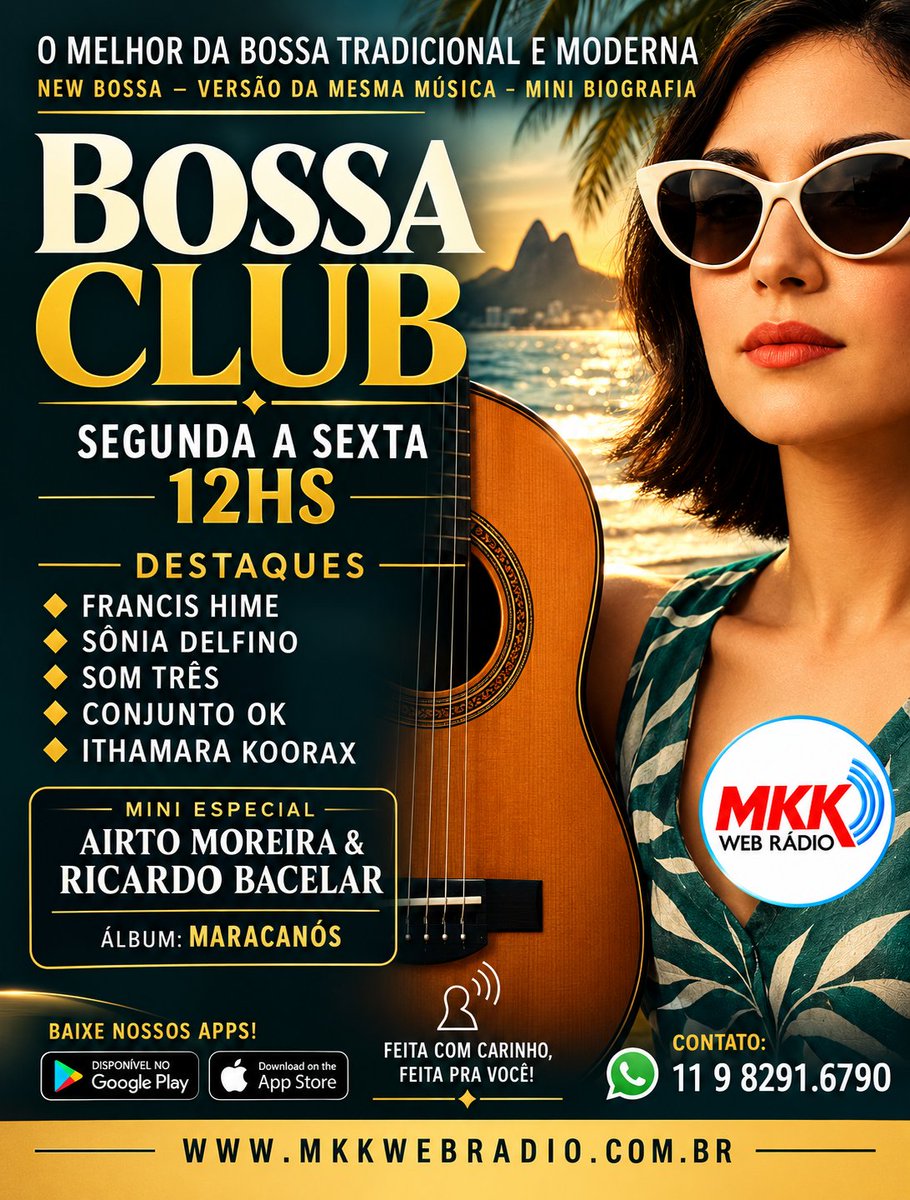 MkkWebradio's tweet photo. ✅HOJE INÉDITO 12:00 HORAS "BOSSA CLUB"🎷🥁🎤🎶 com a apresentação de Markko Mendes tocando o melhor desde o tradicional ao moderno com muito bom gosto.

📻Conecte-se https://t.co/BvPCrb5ZVa

#mkkwebradio #bossanova #tomjobim #mpb #bossa  #brazilianmusic https://t.co/bvP4ncnWEg