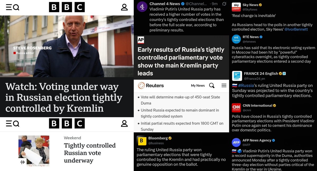 bbcstever_not's tweet photo. Describing Russia's elections as "tightly controlled" appears, well, tightly controlled! 🤔

Propaganda Techniques: https://t.co/hVJmGvgS8F
#Slogan #LoadedLanguage #Framing #Repetition #ManagingTheNews https://t.co/JJrtGK7Puz