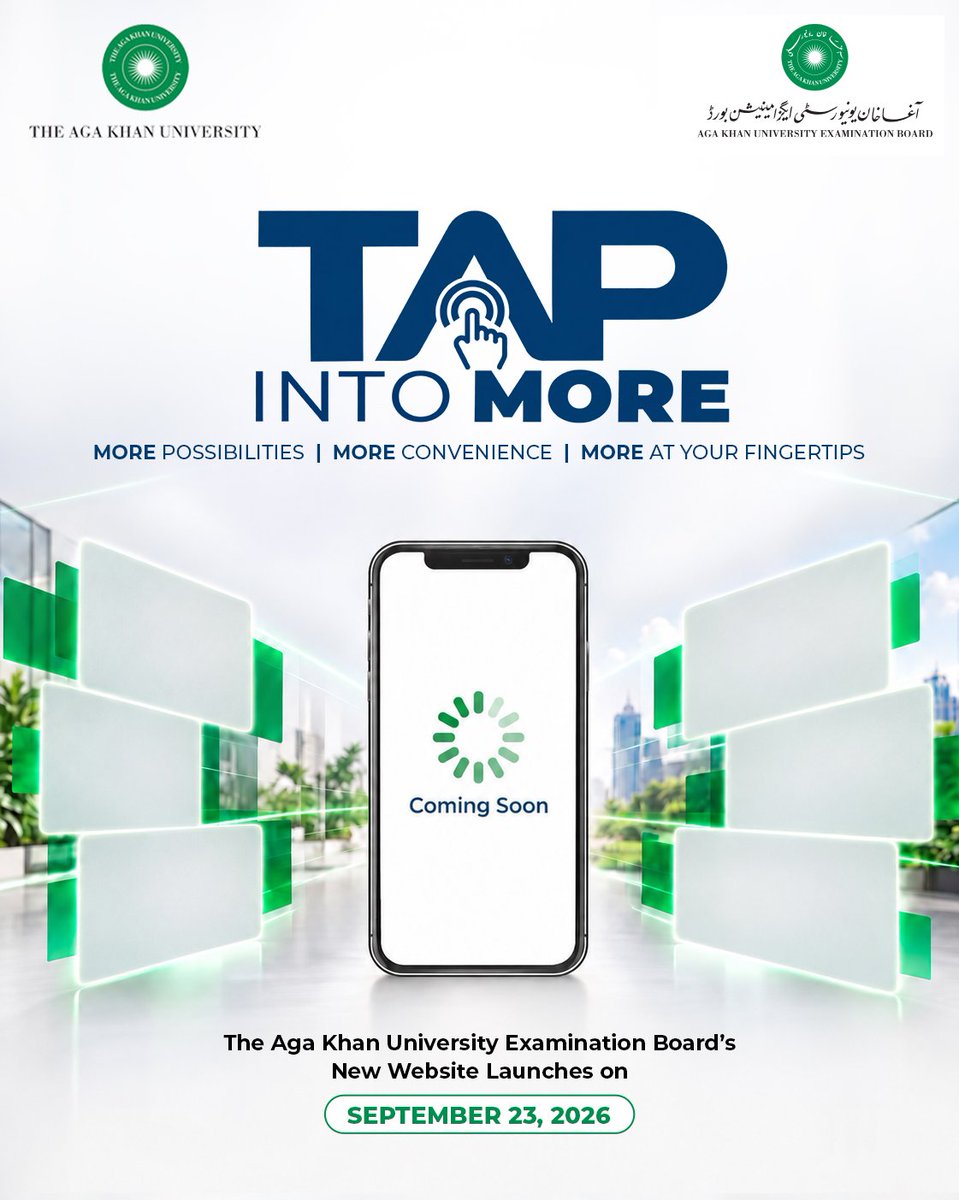 AKUEBOfficial's tweet photo. A new chapter in the AKU-EB digital experience begins on 23 September.

A refreshed space. A clearer way to discover. A closer connection to everything AKU-EB has to offer.

Watch this space.

#AKUEB #AKU #AKUEBWebsite #WebsiteLaunch #NewDigitalExperience https://t.co/chYvcbFjut