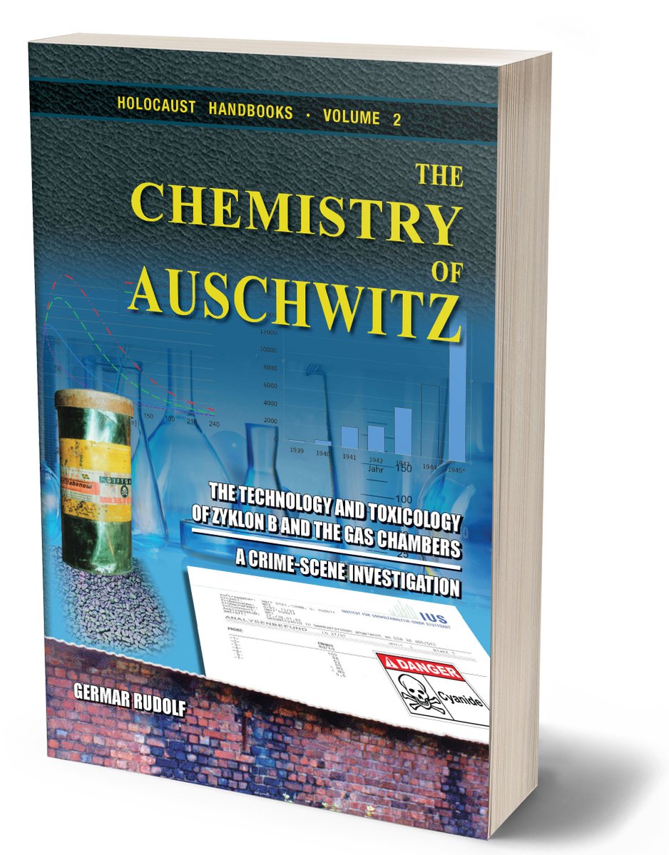 ARMREG_Official's tweet photo. Auschwitz was a center of chemistry. The German chemical industry built gigantic factories for rubber, fuel, lubricants and methanol there, and the SS experimented with natural sources of rubber. But that’s not what people associate with the name “Auschwitz.” They think of gas chambers and Zyklon B, which are two entirely chemical things as well.

The gas chambers of Auschwitz have been called the epicenter of human suffering. More human beings are said to have died a violent death there than on any other place on earth in the history of mankind.

The biggest crime scene of history, in terms of its death toll, not only demands the utmost respect for its victims, but should also attract the most-intensive attention of forensic researchers to find out what exactly happened, and how. Or so one might think.

Forensic research on Auschwitz, however, has always been controversial. Investigating the gas chamber mass murder is considered a blasphemous act, a way of disturbing the peace of the dead.

While respecting the victims, whether of foul play or of circumstance, this study nonetheless tries to conduct Auschwitz research on the basis of the forensic sciences, where material traces of the crime and their interpretation reign supreme. Although it is generally agreed that no autopsy of any victim has ever been performed, most of the claimed crime scenes – the chemical slaughterhouses called gas chambers – are still accessible to forensic examination to a greater or lesser degree. So, how did these gas chambers of Auschwitz look like? How did they operate? What were they used for? In addition, the infamous Zyklon B can also be examined. What exactly hides behind this ominous name? How does it kill? And what effect has it on masonry? Does it leave traces that can be found still today?

This title is available from ARMREG:
https://t.co/nxJ4Q5bruL