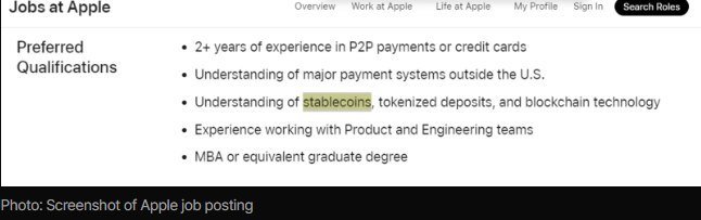 moddijG's tweet photo. Apple &amp; Google are hiring for crypto talent
Both tech giants are reportedly hiring for roles focused on:
• Stablecoins
• Tokenization
• Blockchain

Apple is seeking expertise around stablecoins and tokenized deposits
Big Tech’s focus on crypto infrastructure continues to grow https://t.co/jTO9FJZuQA