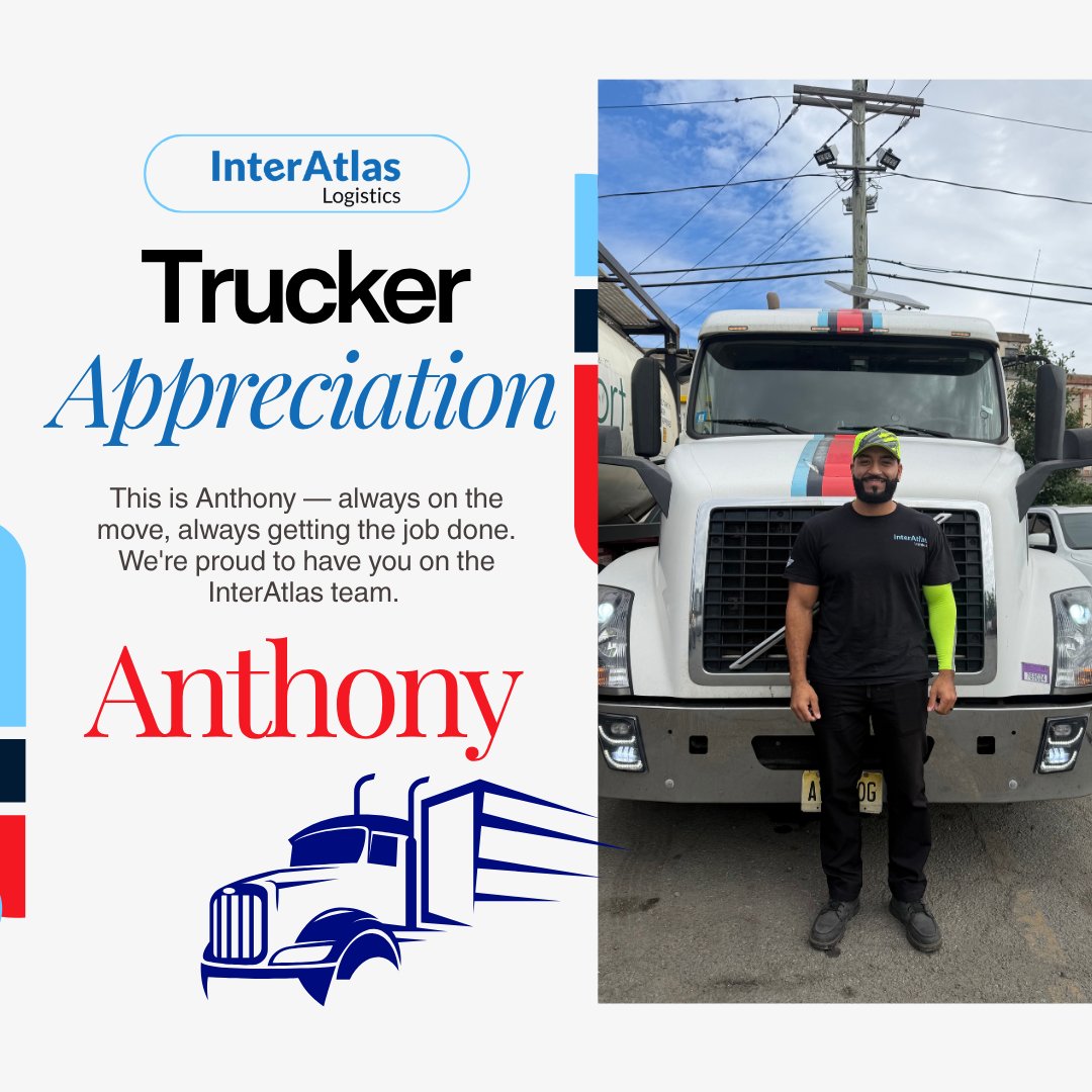 InterAtlasLog's tweet photo. 🚛 Shoutout to Anthony, John, and Jaime — thank you for keeping InterAtlas Logistics moving! #TruckerAppreciationWeek #InterAtlasLogistics https://t.co/jK4QdM0iBt