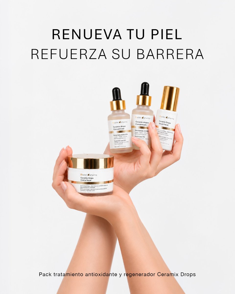 thaderpharma's tweet photo. Qué necesita una #piel saludable? No siempre es un solo activo, sino cómo se combinan.

El Pack Ceramix Drops reúne Vit. C 10%, Retinal 2%, sérum y crema para hidratar, iluminar y cuidar textura y barrera cutánea.

Descubre qué aporta cada fórmula.
#ThaderPharma #CeramixDrops https://t.co/RwcMnfws7n