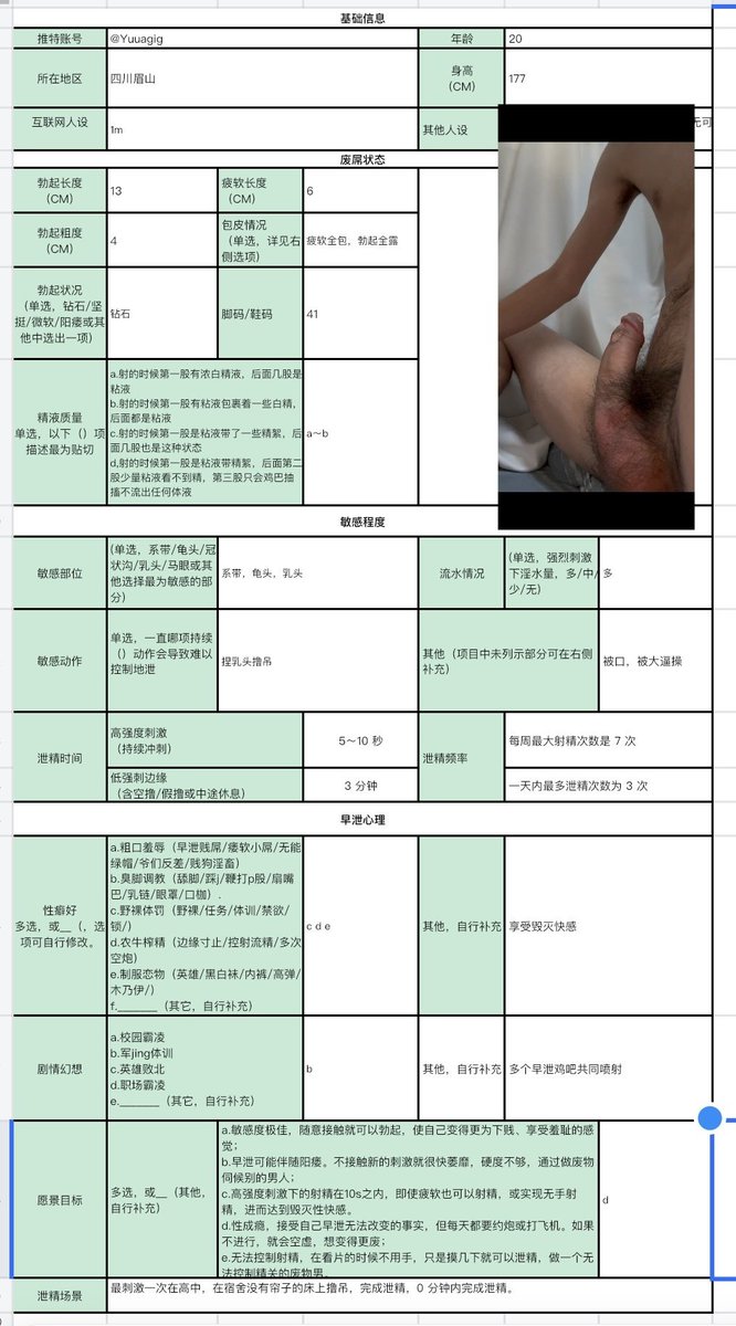 wangdachuilucky's tweet photo. 【＃早泄 废屌档案局】N222号废屌前来报道（受托投稿）！ ＃早泄 ＃反差 ＃羞耻 成都 20 岁精瘦 1S 早泄贱狗 @Yuuagig ，平时清纯男大竟然是个废屌贱狗，用手指高弹挤压着整根磨蹭，或者重点摩擦系带，那种又痒又爽的快感只要 5 秒就让废屌忍不住喷射投降。目标想成为肌肉恶堕锁狗🐶，欢迎私信骚扰 https://t.co/5PdhK5mU4R