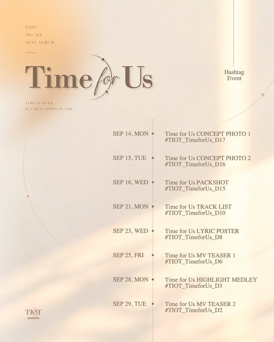 tiot_updates's tweet photo. [📣] The Hashtag Event has started! 

Who is excited to see the track list?

Drop the tags‼️

Time for Us TRACK LIST
#TIOT_TimeforUs_D10
#TIOT #티아이오티 #TimeforUs https://t.co/DeVoGU91IF