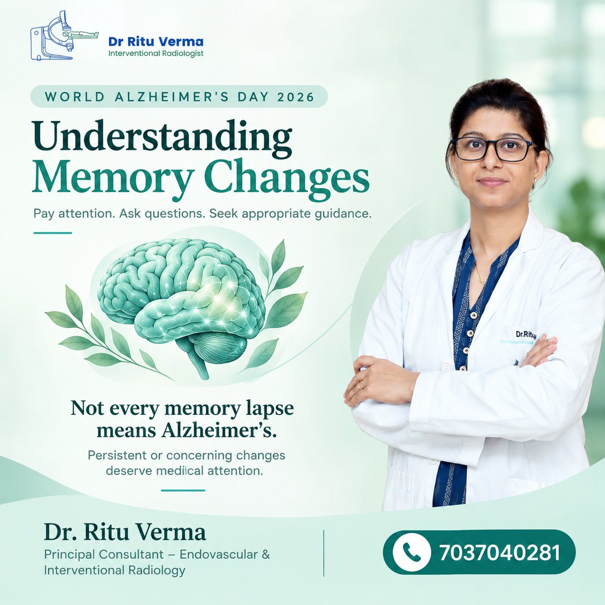 dr_rituverma's tweet photo. #Memorychanges can have different #causes. Not every change means #Alzheimer’s #disease, but persistent or concerning #changes deserve #attention.
#Earlyawareness can help families understand #symptoms and seek appropriate #medicalguidance.
#WorldAlzheimersDay https://t.co/7Yw84RuPFI