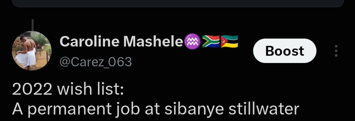 Carez_063's tweet photo. Said the same thing in 2022 and today I'm an employee at Sibanye-stillwater. https://t.co/tNBte6RXrN
