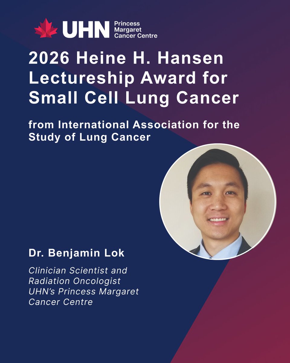 PMResearch_UHN's tweet photo. Congratulations to Dr. @BenLok on receiving the Heine H. Hansen Lectureship Award for Small Cell Lung Cancer (SCLC) from @IASLC for his sustained practice-changing contributions in understanding DNA repair mechanisms &amp; improving patient outcomes in SCLC.
https://t.co/MGQWe3AyCl https://t.co/BgeL5KvQTP