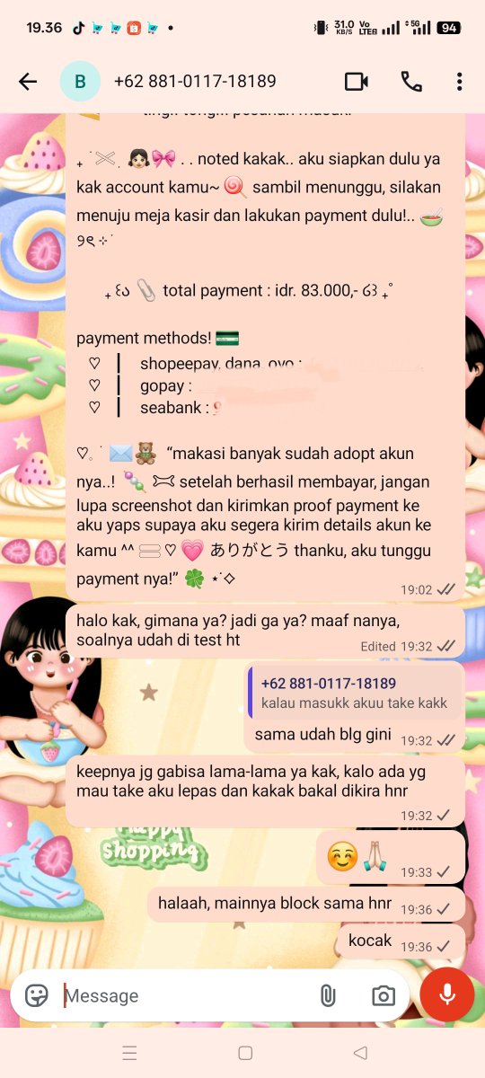 blcue's tweet photo. HELP RT!!

tolong report and block cust hnr ini ya.
di ladenin baik-baik, dijanjiin katanya kalo masuk ht bakal take, eh mainnya nge block. alasan minta report and block supaya cust cust yg suka hnr ga kebiasaan kayak gini, ga banget deh. kedepannya akan aku terapkan lg buat dp setengah sebelum di test ht / mt :) jadi, buat cust saya jangan kaget ya kalo semisal kalian minta test ht sama aku bakal ku mintain dp dulu, karena sering banget kejadian kayak gini, ga cuma sekali dua kali. belum lg X sekarang sensian, kalo keseringan test ht yg ada bakal dikira spam. tolong ya teman-teman, terimakasih ☺️🙏🏻

#bealanja
