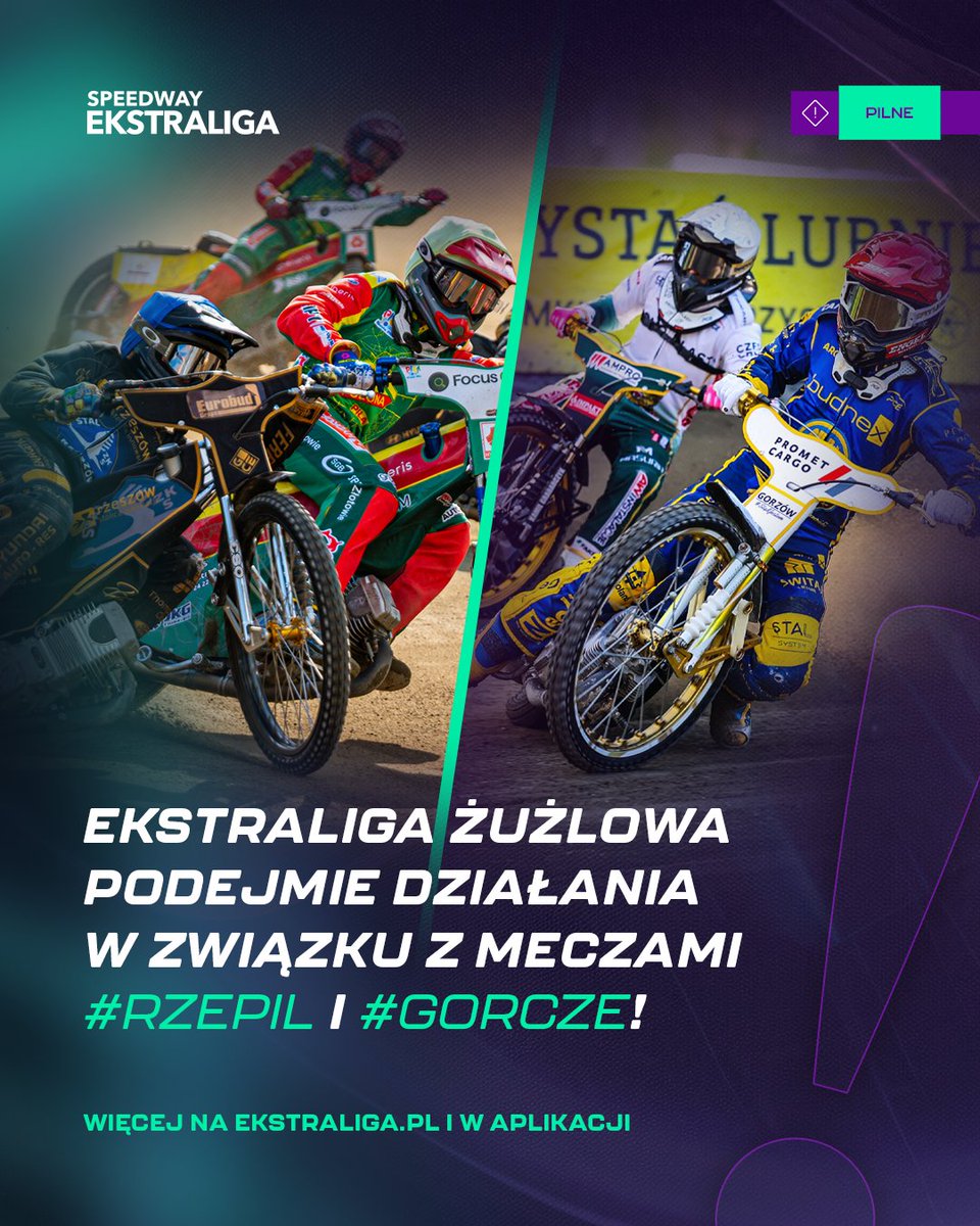 EkstraligaPL's tweet photo. ‼️ Ekstraliga Żużlowa po meczach DAKAR DEVEPLOPMENT STALI Rzeszów z POLONIĄ Piła oraz GEZET STALI Gorzów z KRONO-PLAST WŁÓKNIARZEM Częstochowa podejmie działania wyjaśniające związane z dokumentacją medyczną zawodników po upadkach w Gorzowie oraz postępowania wyjaśniające i dyscyplinarne dotyczące Piotra Palucha i Katarzyny Marszałek oraz organizatora meczu w Rzeszowie.

#PGEEkstraliga | #METALKAS2Ekstraliga