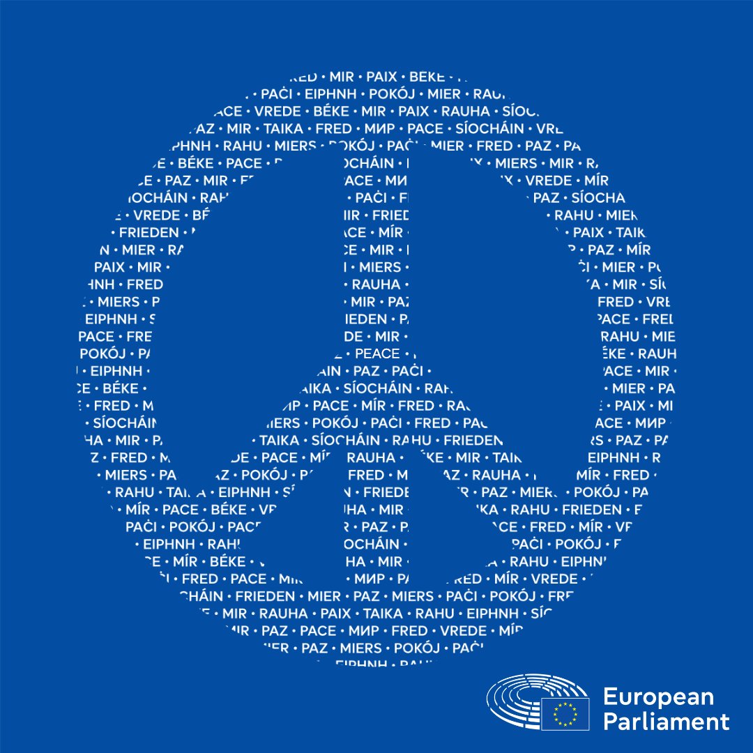Europarl_EN's tweet photo. Peace is not only a core EU value, but also a universal goal.

Today is the International Day of Peace. The EU continues to stand for fair and lasting peace, democracy, security and cooperation around the world. https://t.co/w2CZfD4bCB