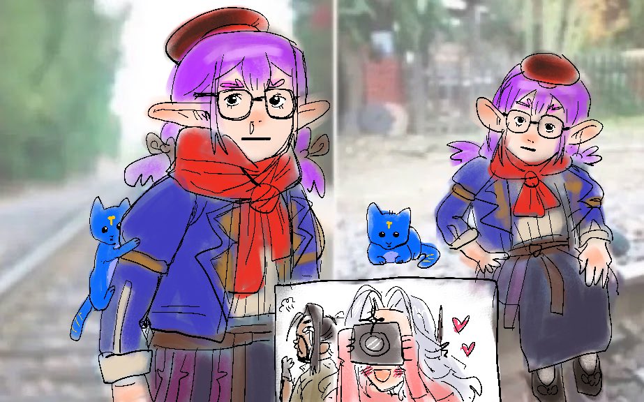 precumking67's tweet photo. sometimes i draw my my mh hunter miso and her palico shitass https://t.co/QwNtCOFoP9