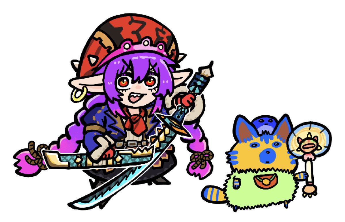 precumking67's tweet photo. sometimes i draw my my mh hunter miso and her palico shitass https://t.co/QwNtCOFoP9