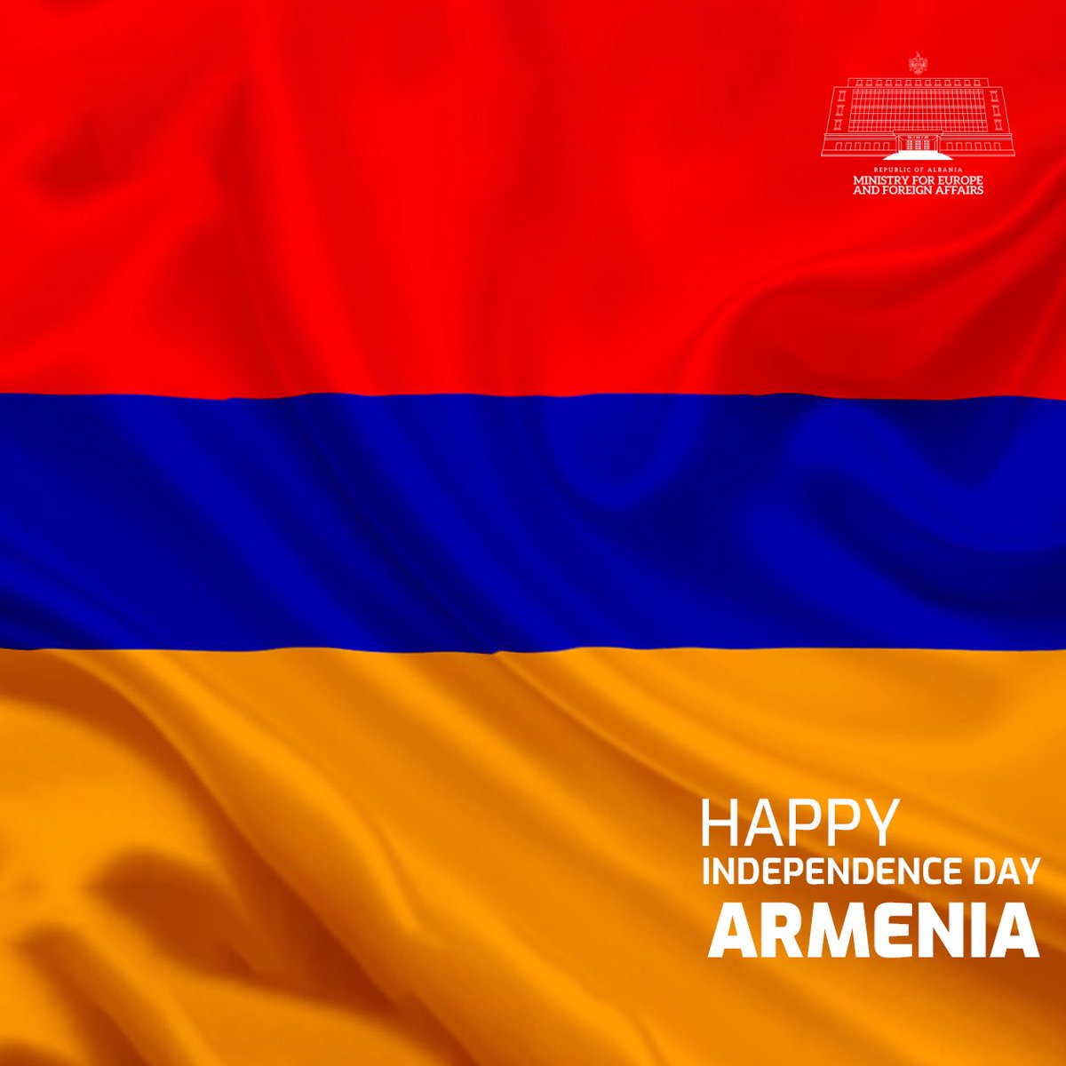 AlbanianDiplo's tweet photo. Warm congratulations to the people and Government of Armenia on Independence Day!

We look forward to strengthening the friendship between Albania and Armenia, expanding our cooperation, and bringing our peoples closer.

On this occasion, we extend our warmest wishes for peace, well-being, and continued prosperity to the people of Armenia.🇦🇱🇦🇲