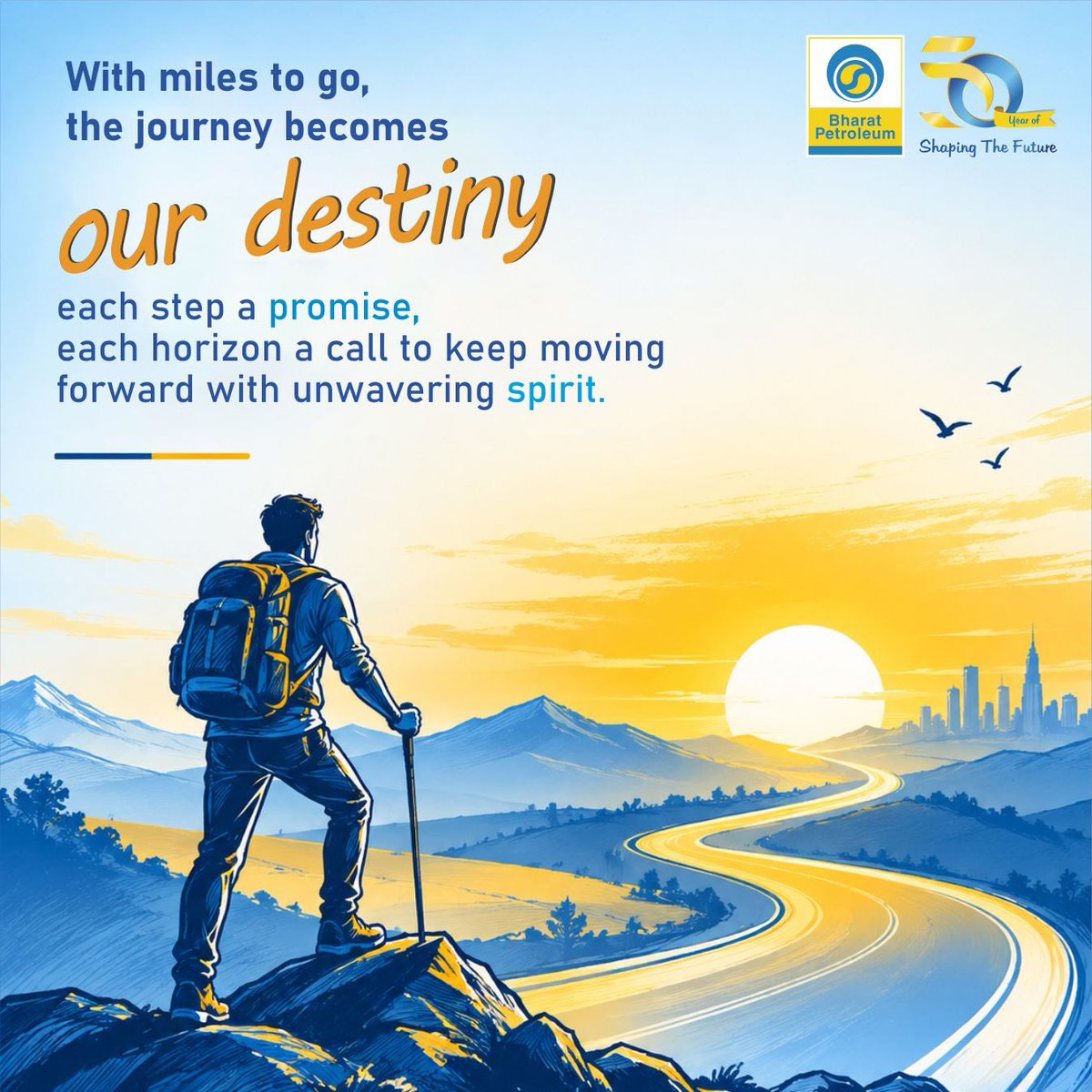 Bpclmrefinery55's tweet photo. With miles to go, every step carries a promise.

The journey ahead may be long, but every road leads us closer to a future shaped by courage, perseverance, and an unwavering spirit.

Here’s to moving forward, embracing every horizon, and turning every mile into a milestone.

#BharatPetroleum #ShapingTheFuture #KeepMovingForward #JourneyAhead #UnwaveringSpirit