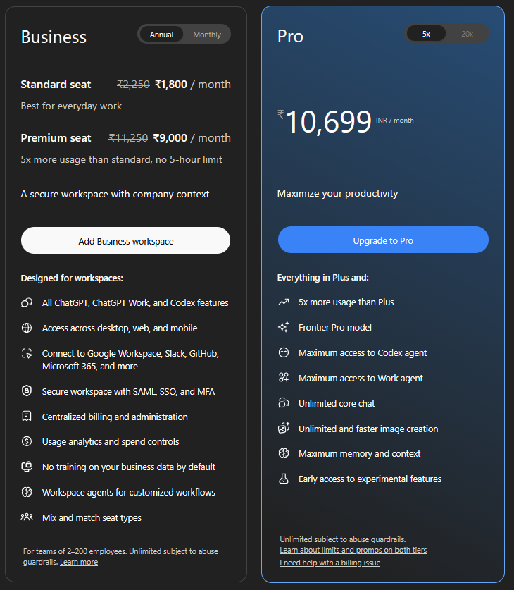 Screeendev's tweet photo. WAIT WHAT!!?? 
THIS IS FREAKING AMAZING! No 5-hour limits on business plans anymore(special seat version)!!??

OpenAI just did the unexpected!! https://t.co/OmtNmlam8W
