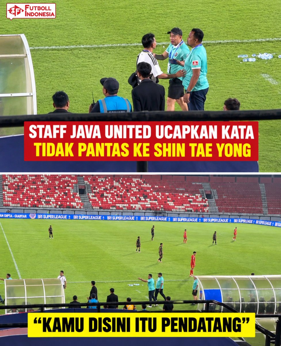 FIndonesiaa's tweet photo. MOMEN TIDAK PANTAS: DIRTEK JAVA UNITED UCAPKAN KALIMAT MERENDAHKAN KE SHIN TAE-YONG!🙅🏻🇰🇷

Sebuah momen tidak terpuji terjadi di laga Persija vs Java United pada Sabtu lalu.😤

Dirtek Java United, Achmad Resal Octavian meneriakkan kalimat merendahkan kepada Coach Shin Tae-yong dan tim pelatih Persija dengan menyebut "Kamu disini pendatang".🤦🏻‍♂️

Pernyataan tersebut sontak menjadi sorotan publik, mengingat kontribusi besar Shin Tae-yong untuk perkembangan sepak bola Indonesia dan Timnas Indonesia selama ini.🤝🇮🇩

Sangat disayangkan jika insiden seperti ini terjadi di sepak bola Indonesia. Hormat harus tetap dijaga. 🙏