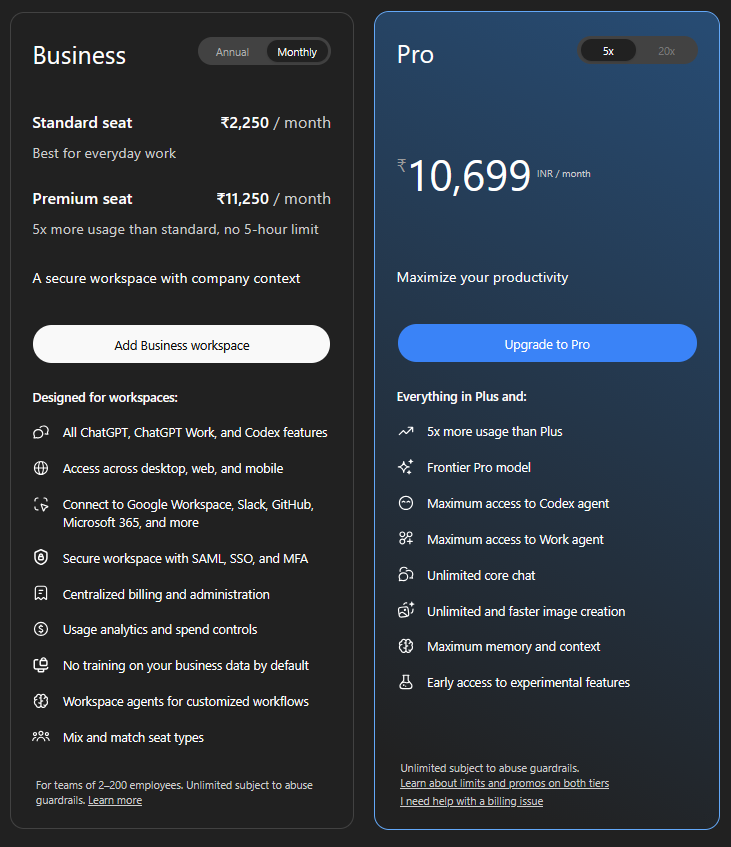 Screeendev's tweet photo. WAIT WHAT!!?? 
THIS IS FREAKING AMAZING! No 5-hour limits on business plans anymore(special seat version)!!??

OpenAI just did the unexpected!! https://t.co/OmtNmlam8W