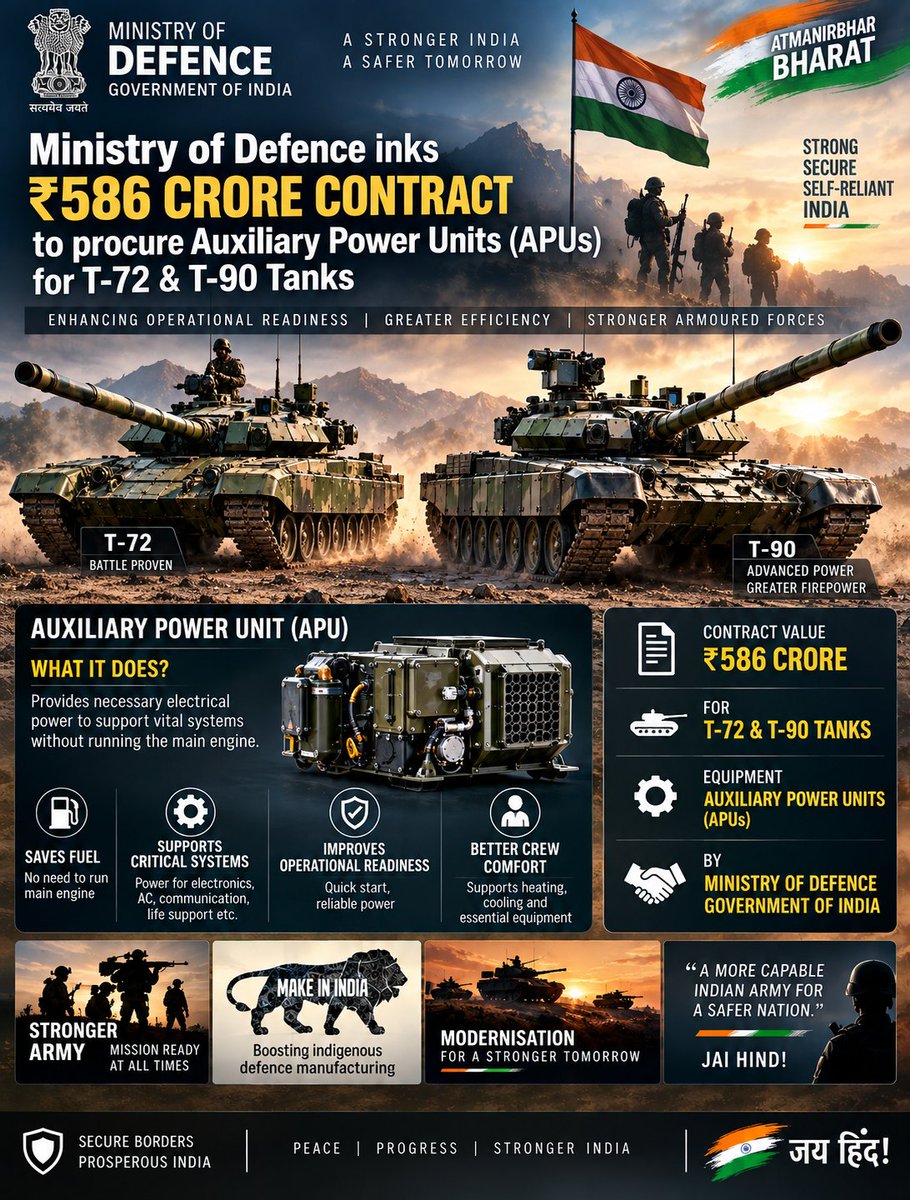 VoiceOsBharat's tweet photo. #IndianArmy #MinistryOfDefence #T72 #T90 #Tanks #APU #AuxiliaryPowerUnit #Defence #DefenceIndia #IndianDefence #MakeInIndia #AtmanirbharBharat #MilitaryTechnology #ArmouredForces #DefenceModernisation #India #JaiHind #santoshjadhav #viralpost #nonfollowers #foryouシ #VoiceofBhara https://t.co/pXsMu89bo4