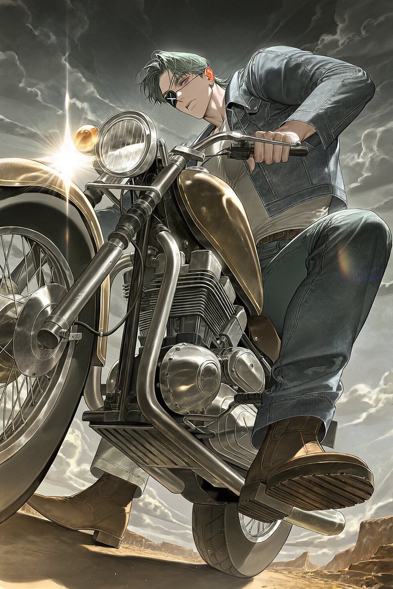 sha1shashasha's tweet photo. 🏍️[프롬 공유] 애기야, 오빠 바이크 끌고 왔다

[Prompt Sharing] / [プロンプトの共有]
* v5 / v4.5 둘 다 타율 확인했습니다.
* 필요한 만큼 가중치를 조정해주세요.
* 남자캐릭터, 여자캐릭터 모두 사용 가능. 수정 가능.
* 탐넘 편하게 사용해주세요.

cinematic fashion editorial,
1.4::extreme low angle::,
1.4::worm's-eye view::, dynamic low view,
1.3::dynamic perspective::,

1.4::riding classic motorcycle::,
1.5::leaning over motorcycle handlebars::,
1.3::looking back over shoulder::,
1.4::denim jacket::,
1.4::blue denim jeans::,
1.3::brown leather boots::,
1.4::vintage classic motorcycle::,
1.3::chrome exhaust pipe::,
1.3::chrome engine parts::,

1.4::bright sun flare::,
1.3::sunburst from side mirror::,
1.3::dark cloudy sky::,
1.2::dirt road ground::,
1.2::vintage desert aesthetic::,
full body shot