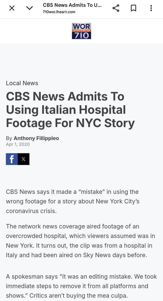 StephanieStarrC's tweet photo. @ChrisBr03460427 @kaitlancollins Or like that time CBS was caught using an Italian hospital picture during Covid and was saying it was a hospital in New York..... 🤣🤣🤣

#MediaManipulation
#fakenews https://t.co/ERX3OL5xNZ